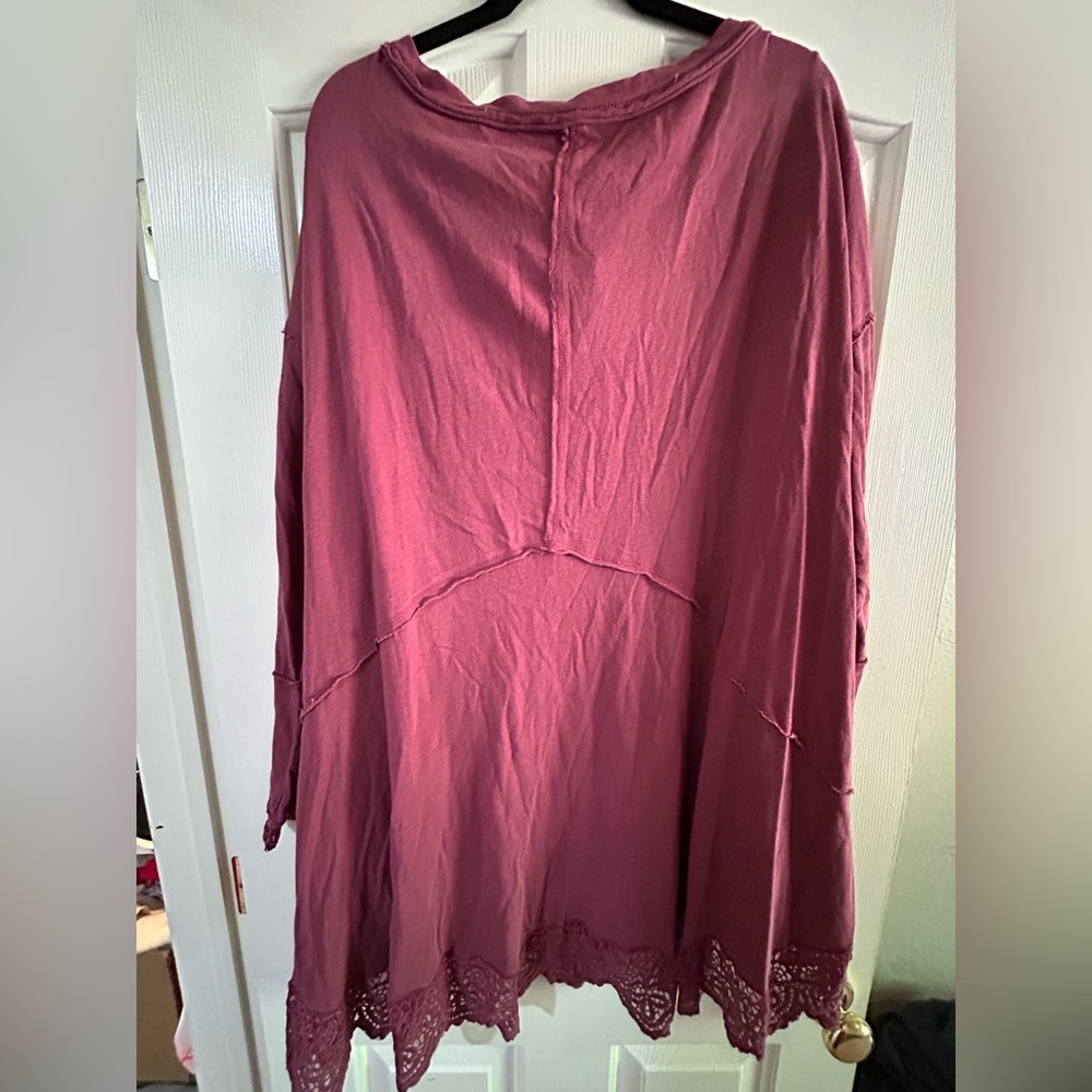 Free People Plum Lace Trim Tunic